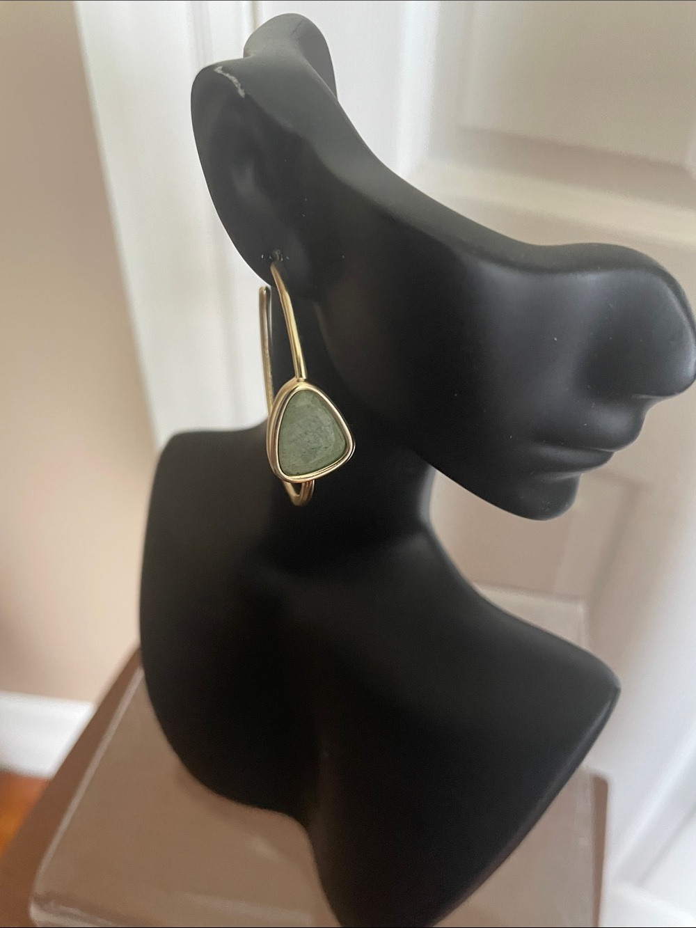 Kendra Scott Gold Drop Earrings with Light Green Stone